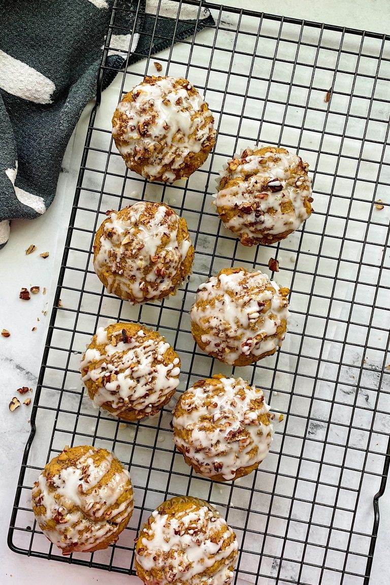 Pumpkin Discard Muffins with Maple Icing