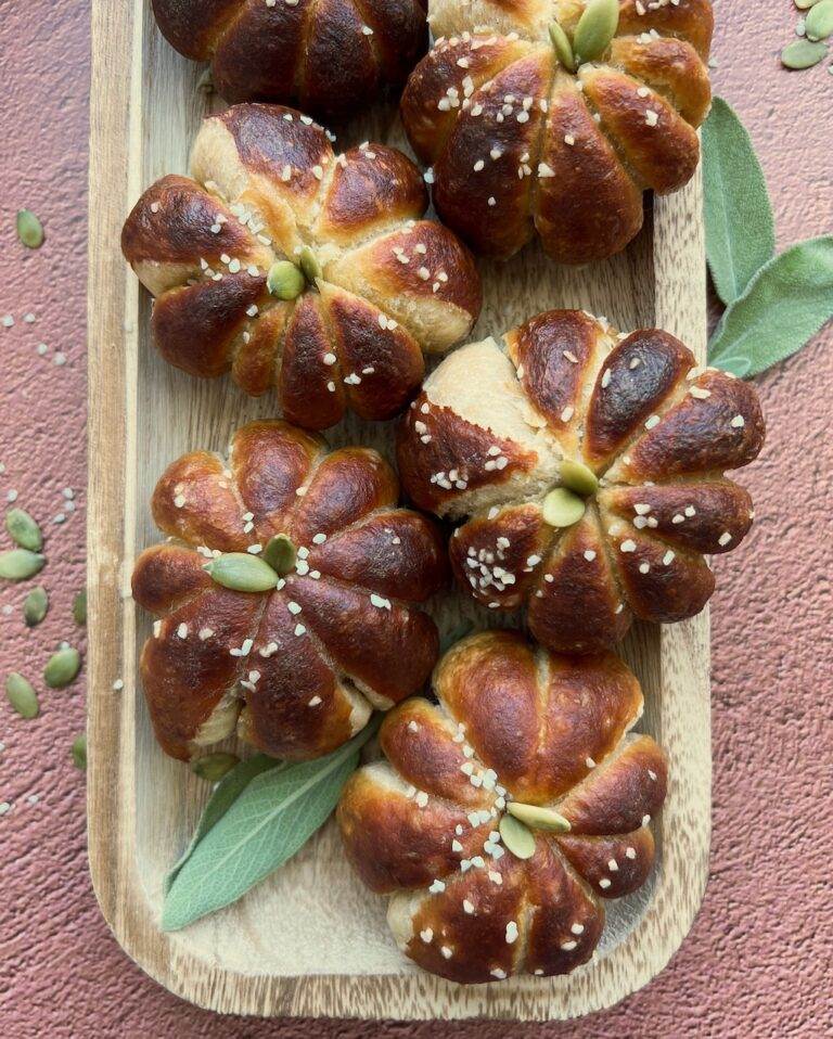 Pumpkin Shaped Pretzel Rolls