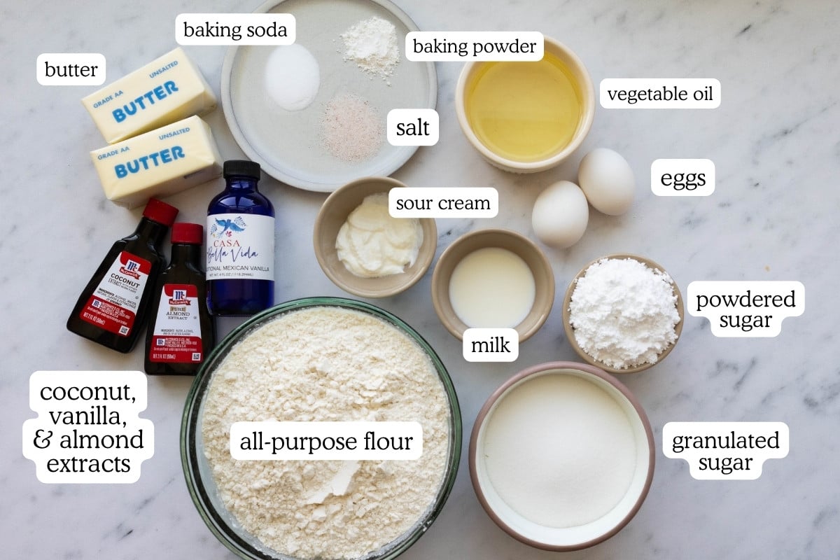 All the ingredients for coconut lime cookies.